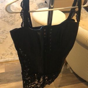 Lacy pleather corset